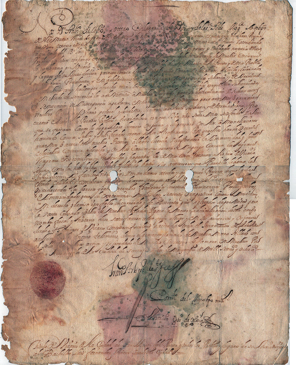 •	Nombramiento de Curato en la Ciudad de San Martín del Puerto (1708-1715)