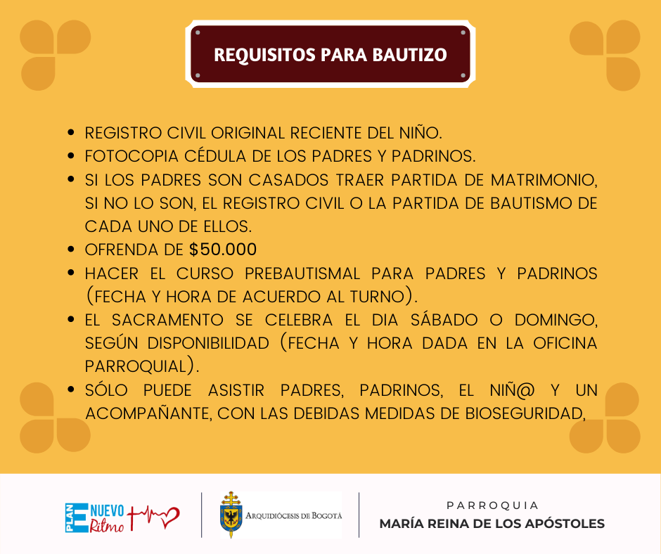 Requisitos para Bautismo 