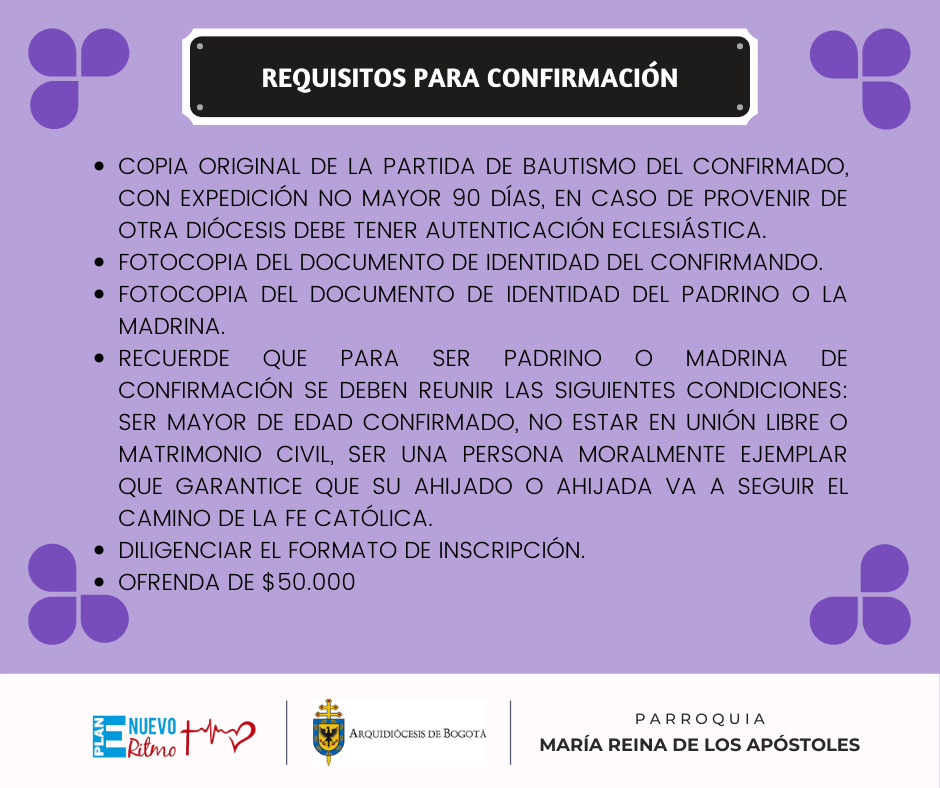 Requisitos para Confirmación